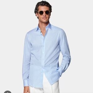 Suit Supply Egyptian Cotton Light Blue Button Up Shirt Size 14.5/15